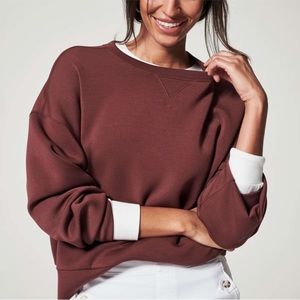 Spanx AirEssentials Maroon Burgundy Spice Crew Neck Soft Pullover Swwatshirt